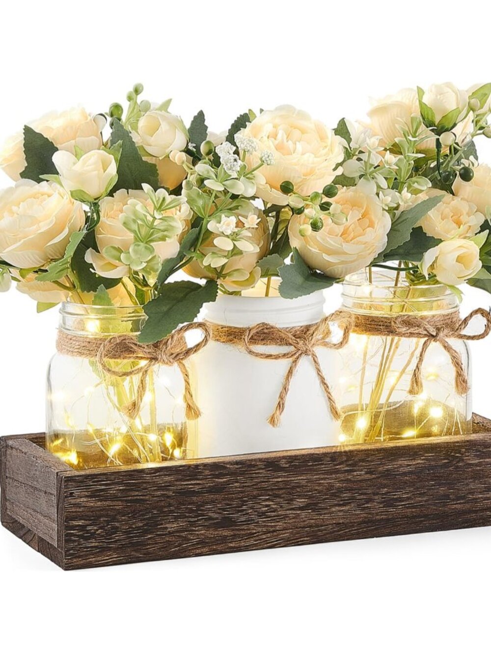 Mason Jar Lights Centerpieces for Tables Dining Room Farmhouse Decor